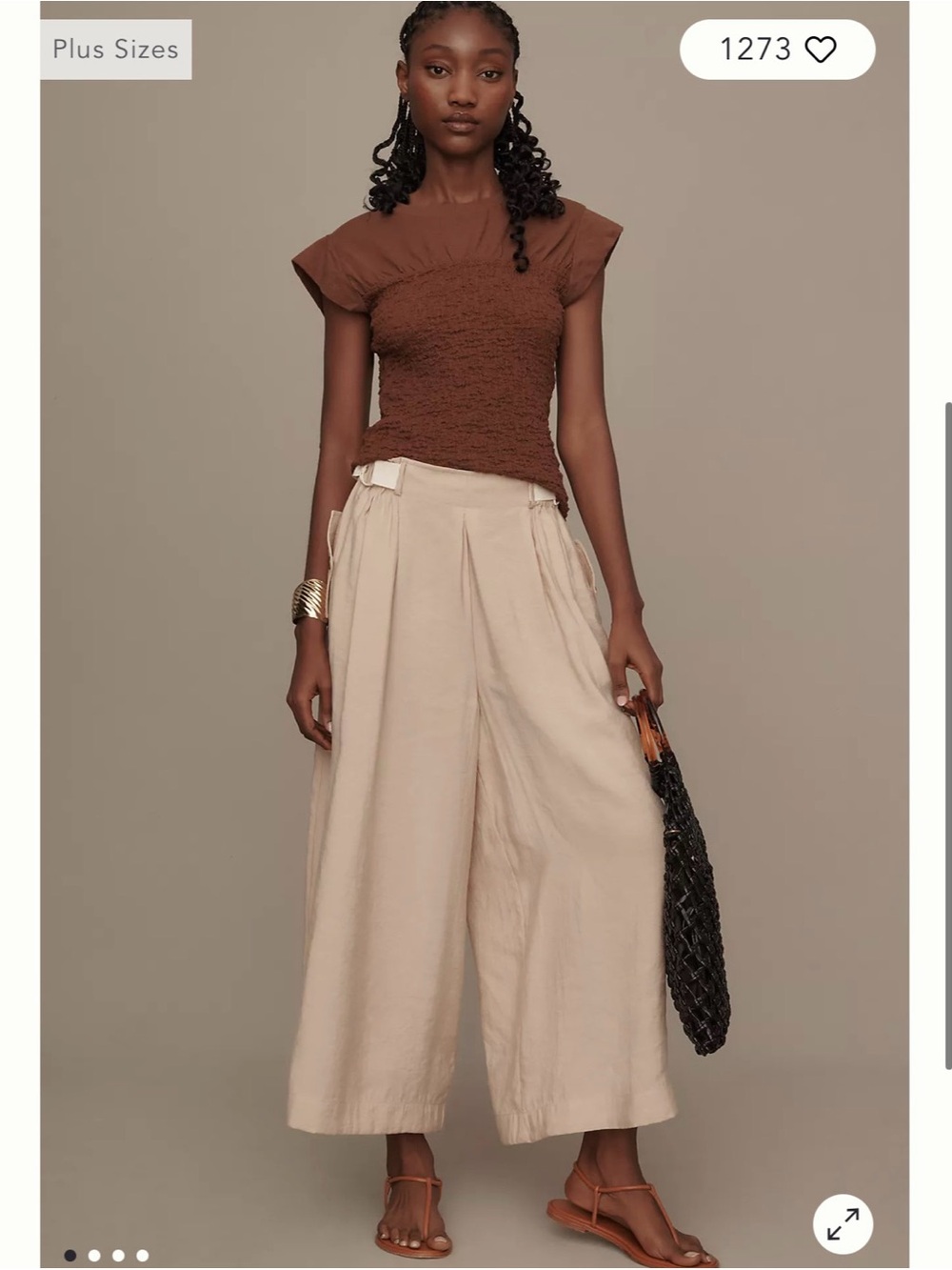 Wide-Leg Crop Pants in Beige - Neutral Summer Palazzo